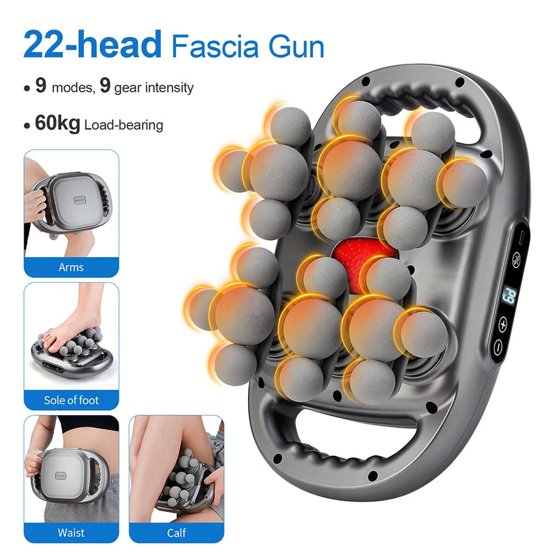 22-Head Fascia Gun High-Frequency Vibration Body Massage Gun Back and Waist Massager Massager Neck Shoulder Massager masajeador