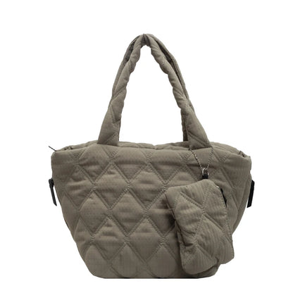 Puffer Tote Bag for Women Lightweight Down Cotton Padded Crossbody Bag Large Capacity Handbag Puffy Purse for Shopping Travel ﻿