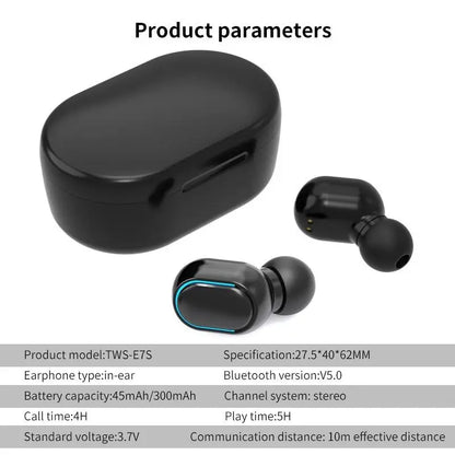 TWS E7S Fone 5.3 Bluetooth Earphones Wireless Headphones Noise Cancelling Earbuds with Mic Wireless Bluetooth Headset for Xiaomi