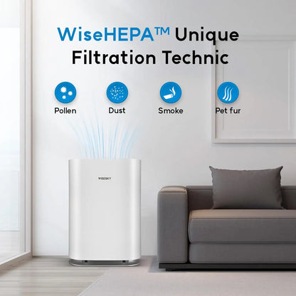 Air Purifier for Home Covers 1728 sq ft Smart Large Room Air Cleaner with 7-Speed Control Quiet Sleep Mode White