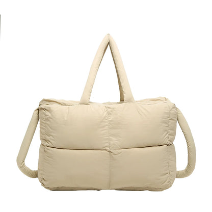 Puffer Tote Bag for Women Lightweight Down Cotton Padded Crossbody Bag Large Capacity Handbag Puffy Purse for Shopping Travel ﻿