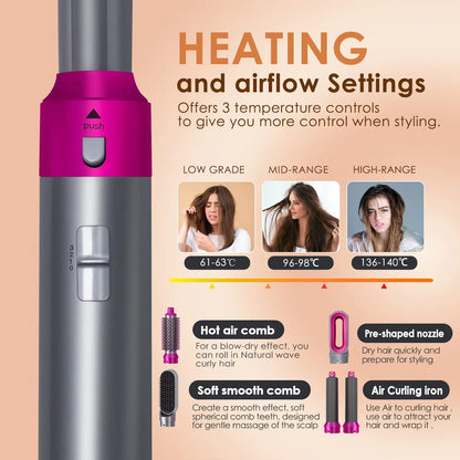 New 5 in 1 Hair Dryer Hot Comb Set Professional Curling Iron Hair Straightener Styling Tool For Airwrap Hair Dryer 2025