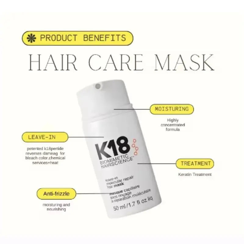 Leave-In K18 Hair Mask Molecular Repair Conditioner Deep Restores Damaged Hair Keratin Treatment For Hair And Scalp Hair Care