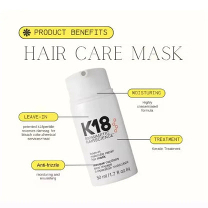 Leave-In K18 Hair Mask Molecular Repair Conditioner Deep Restores Damaged Hair Keratin Treatment For Hair And Scalp Hair Care