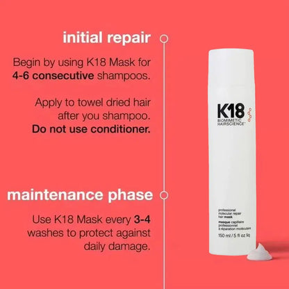 K18 Keratin Repair Leave In Hair Mask Deep Moisturizing Treatment for Damaged Hair, Restores Softness Health 15/50/150ml