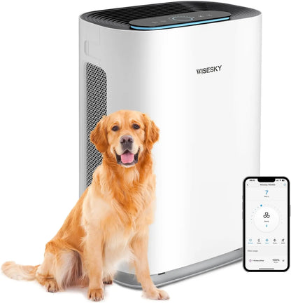 Air Purifier for Home Covers 1728 sq ft Smart Large Room Air Cleaner with 7-Speed Control Quiet Sleep Mode White