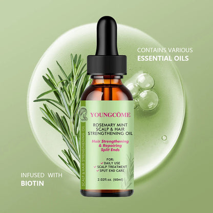 Rosemary Mint Hair Growth Oil Preventing Hair Dryness Split Moisturizing Gentle Nourishing Soft Glossy Organics Hair Care Oil