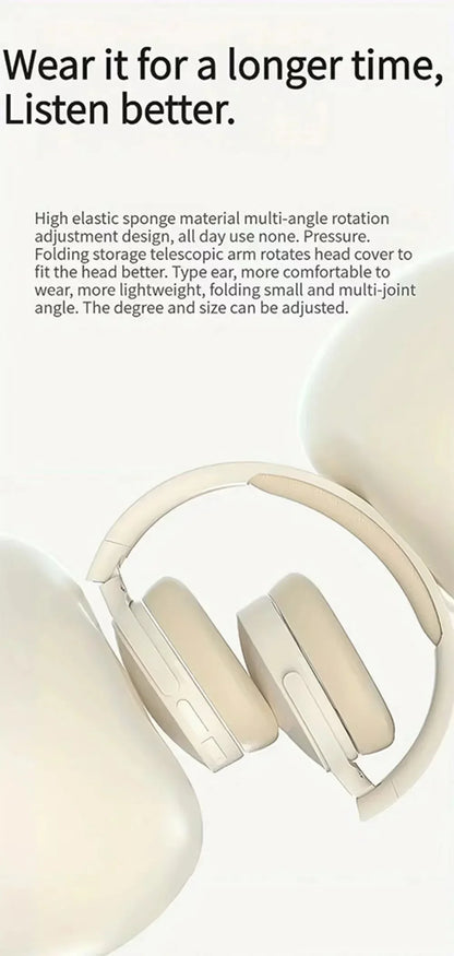 NEW Fashion Wireless Bluetooth Headphones Over Ear HIFI Stereo Headsets True Sports With Earphones TF/AUX Music Player with Mic