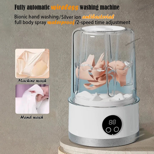 New Wireless Washing Machine Portable Travel Underwear And Socks Laundry Bucket,  Charging Mini Clothes Washing Cup 2-speed Time