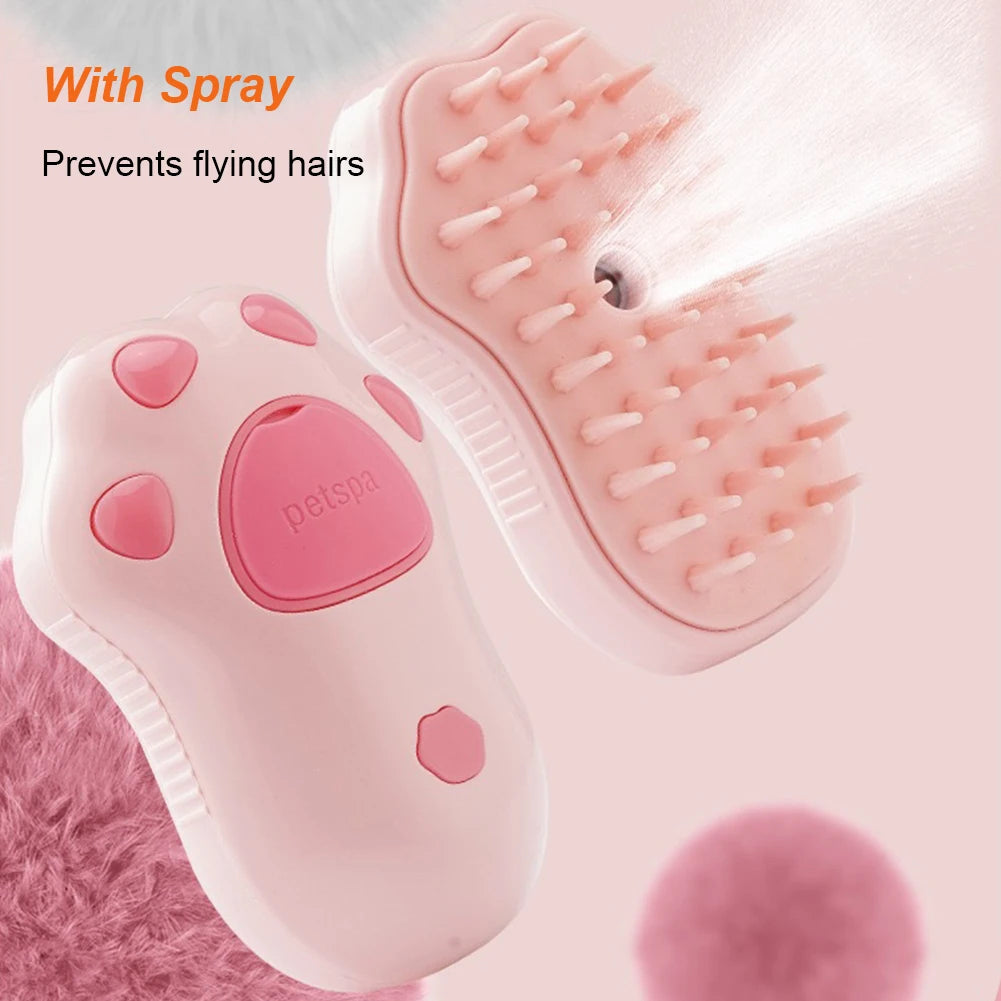 Cat Steam Brush Dog Massage Comb with Electric Water Spray Soft Silicone Pet Grooming Brush for Removing Tangled and Loose Hair