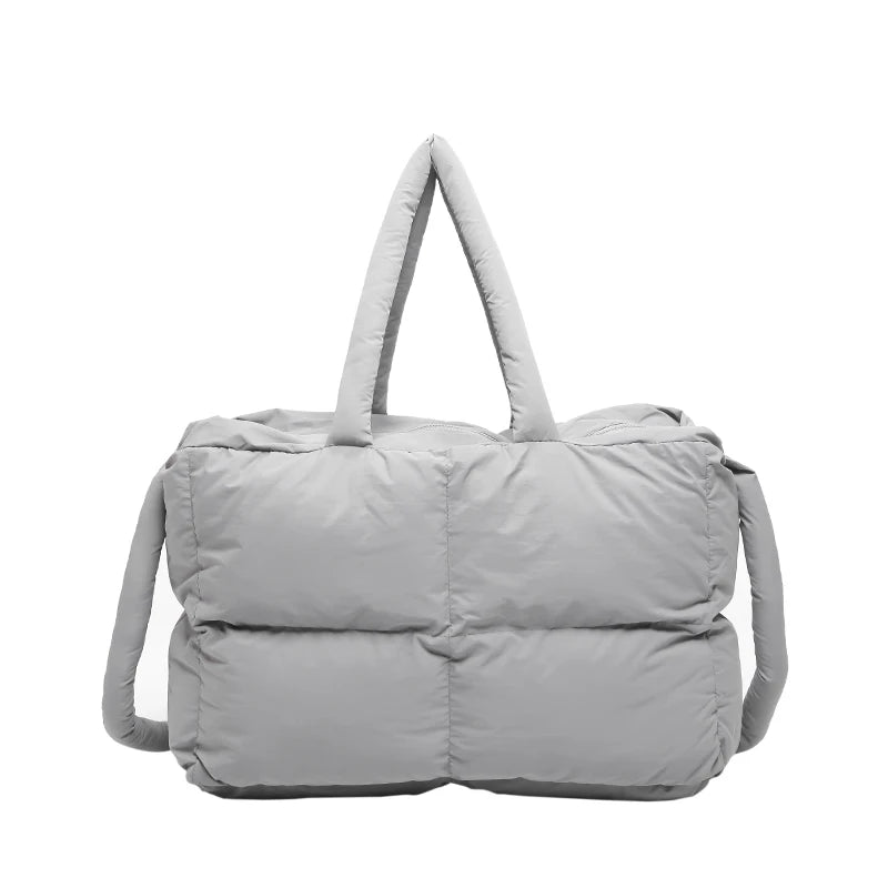 Puffer Tote Bag for Women Lightweight Down Cotton Padded Crossbody Bag Large Capacity Handbag Puffy Purse for Shopping Travel ﻿
