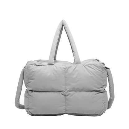 Puffer Tote Bag for Women Lightweight Down Cotton Padded Crossbody Bag Large Capacity Handbag Puffy Purse for Shopping Travel ﻿