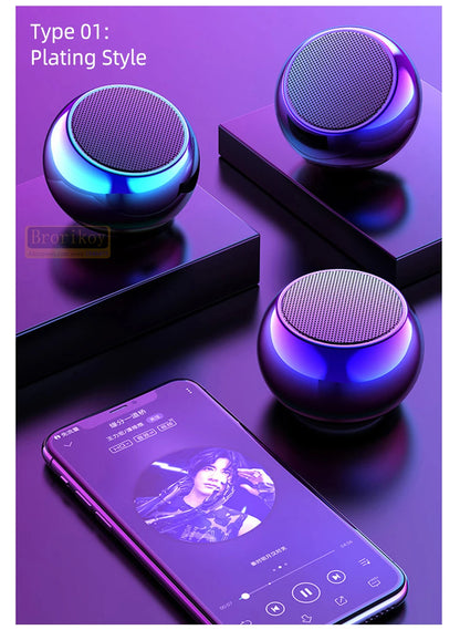 Metal Mini Wireless Bluetooth Speaker Hifi Portable Music Subwoofer Super Bass Stereo Column Mobile Phone Computer Music Player