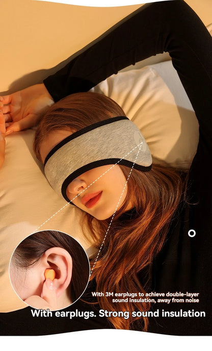 2 in 1 Noise-reducing Sleep Earplugs Adjustable Eye Mask InsulatedEarplugs Travel Nap Lunch Break Sound Insulation Earmuffs