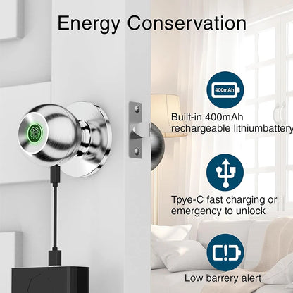 CIEPOJIET Fingerprint Lock for Tuya Smart Lock with Bluetooth Door Lock Keyless Entry with Fingerprint and Tuya App