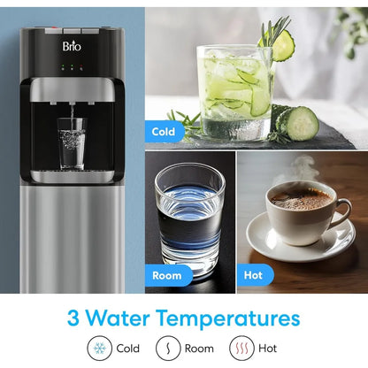 Bottom Loading Water Cooler Dispenser for 5 Gallon Bottles - 3 Temperatures with Hot, Room & Cold Spouts, Child Safety Lock