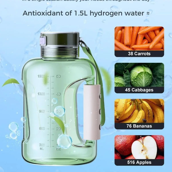 1.5L Portable Hydrogen Water Bottle – Rechargeable Sports Ionizer & Antioxidant Generator