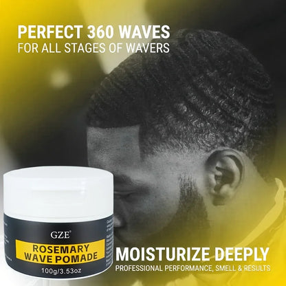 GZE ROSEMARY WAVE POMADE DEEP WAVES POMADE- Water-Based Hair Cream for 360 Wave Training and Wolfing - Styling, Strong Hold