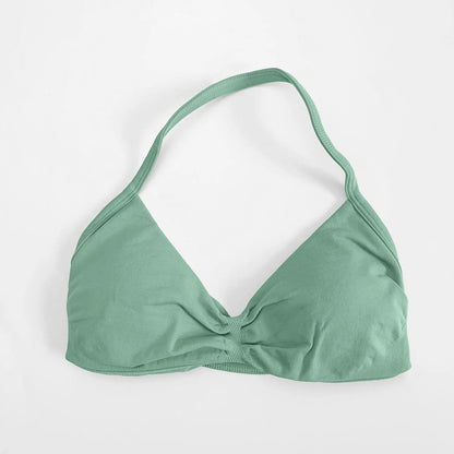 NCLAGEN Impact Strappy Bra Gym Top Women High Support Impact Thin Strap Halter Sports Seamless Bras Scrunch Workout Yoga Tank