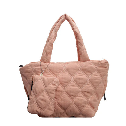 Puffer Tote Bag for Women Lightweight Down Cotton Padded Crossbody Bag Large Capacity Handbag Puffy Purse for Shopping Travel ﻿