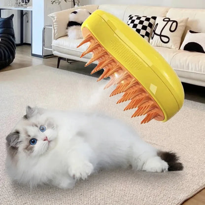 USB Rechargeable 3-in-1 Pet Grooming Brush with Steam Spray & Massage, Anti-Flying Hair Electric Bath Brush for Dog Cat Shedding