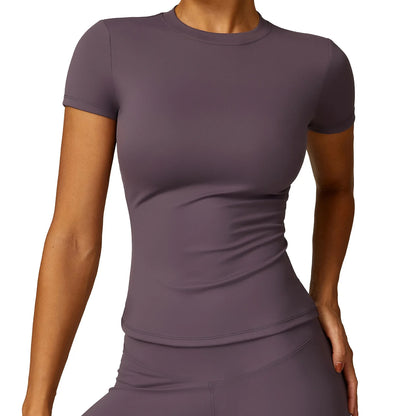 HGC Women's Sports T Shirt Summer Short Sleeve Running  Round Neck Breathable Stretchy GYM Yoga Slim Fitness Active Top Tee