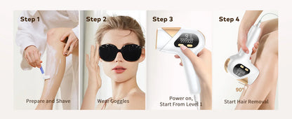 Permanent Laser Hair Removal Device Results in 4 Weeks Painless IPL Epilator 9 Levels 999900 Flashes Home Whole Body Treatment