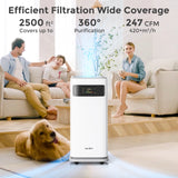 Sejoy Air Purifier for Homes with True HEPA H13 Filter for Home Allergies and Pets Hair, Smokers in Bedroom Cleans Air Automatic