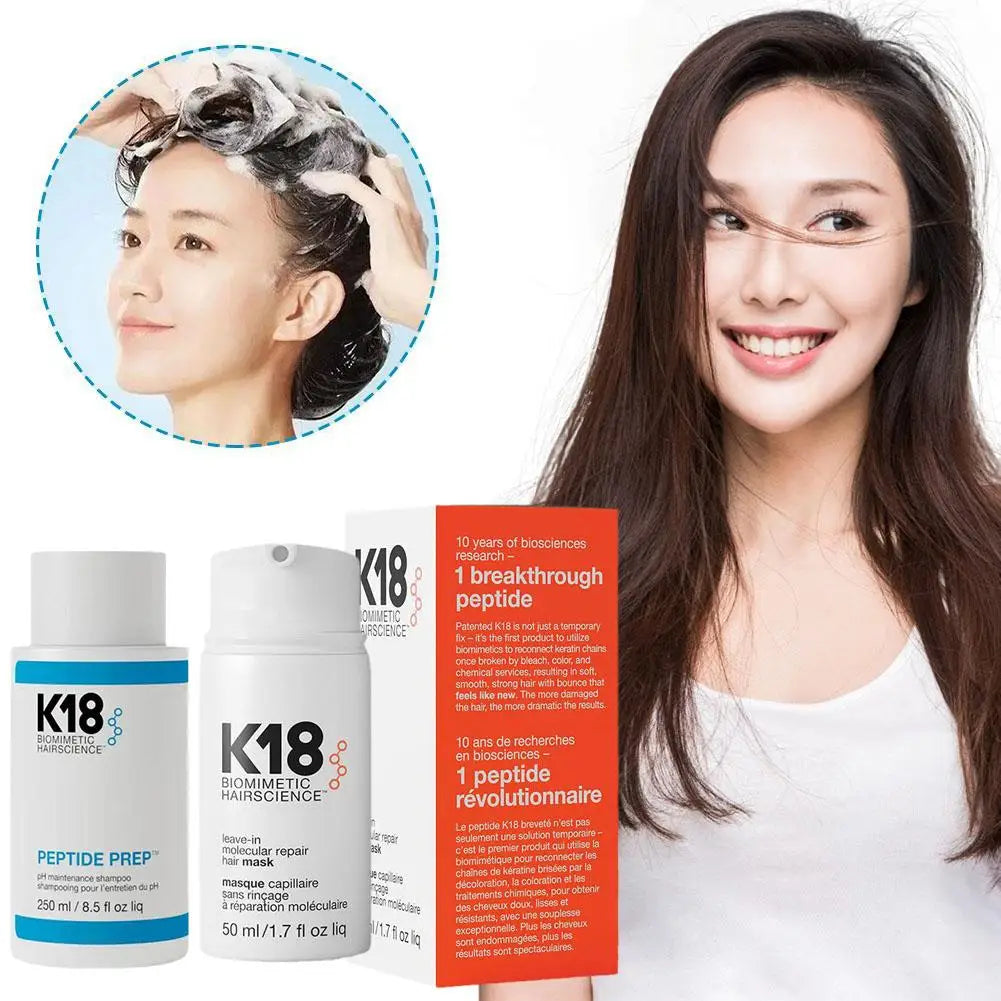 K18 Shampoo And Leave-in Molecular Repair Hair Mask Set 250ml Shampoo 1/2pcs 50ml Hair Mask Deep Cleansing Glossy Hair Care