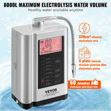 VEVOR Alkaline Water Ionizer Machine pH 3.5-10.5 Alkaline Acidic Hydrogen Water Purifier 7 Water Settings Home Filtration System