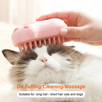 Cat Steam Brush Dog Massage Comb with Electric Water Spray Soft Silicone Pet Grooming Brush for Removing Tangled and Loose Hair