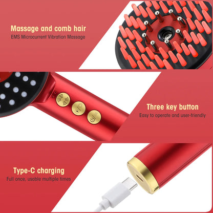 Electric Microcurrent Spray Massage Comb Red Blue LED Hair Follicle Comb Scalp Nano Atomized Head Massager Hair Growth Anti Loss