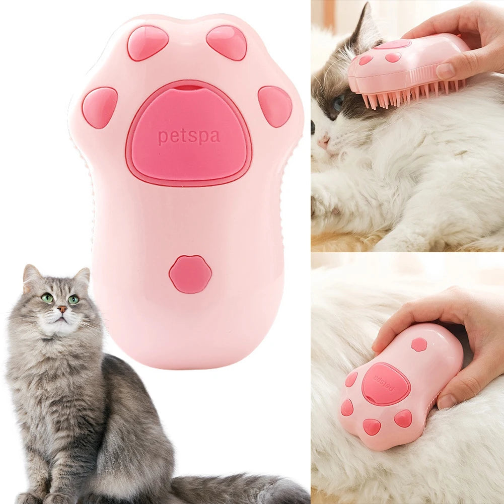 Cat Steam Brush Dog Massage Comb with Electric Water Spray Soft Silicone Pet Grooming Brush for Removing Tangled and Loose Hair