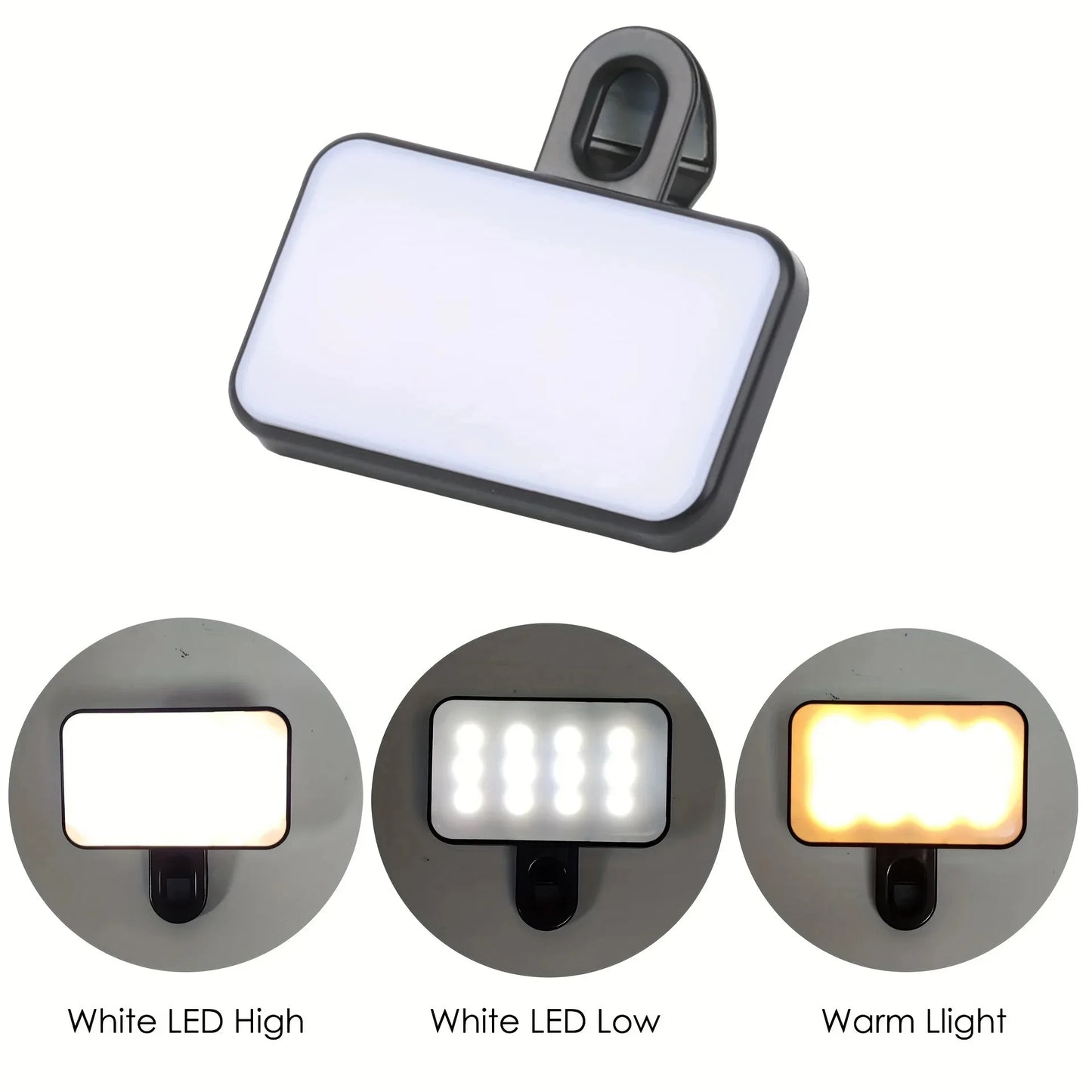 Portable Mini Selfie Video Conference Fill Light 3 Modes Rechargeable Adjustable Brightness for Mobile Phone & Computer