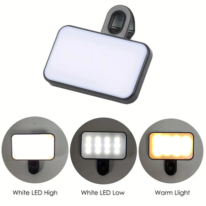 Portable Mini Selfie Video Conference Fill Light 3 Modes Rechargeable Adjustable Brightness for Mobile Phone & Computer