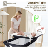 4 in 1 Bedside Bassinet for Baby, Portable Baby Bassinet with Wheels, Baby Crib with Changing Station, Mattress Included and Sto