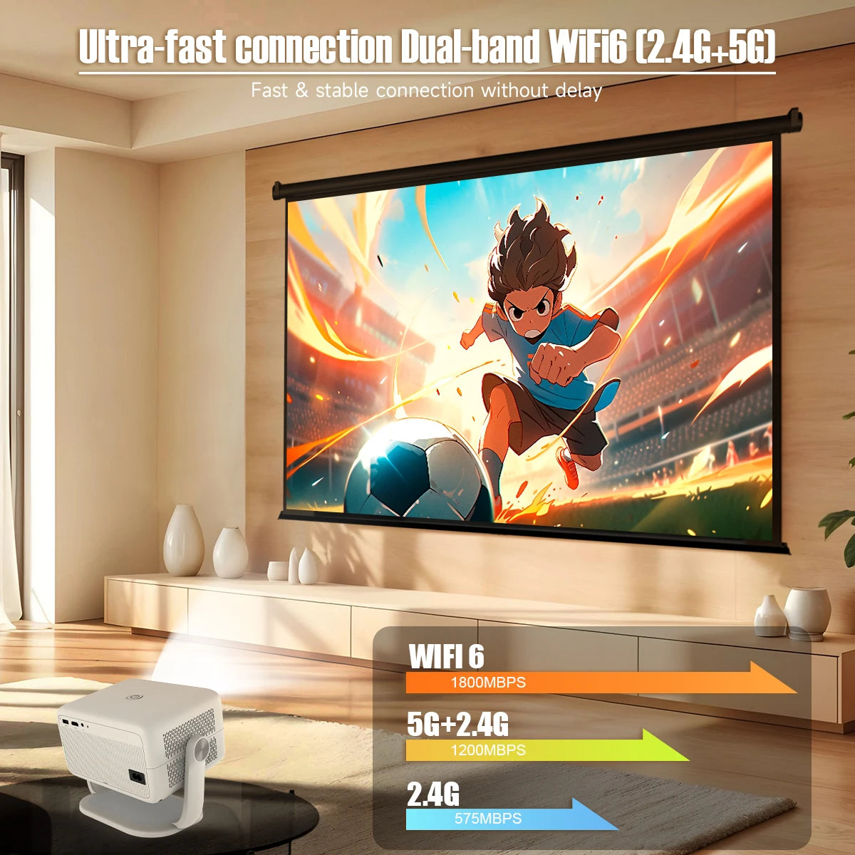 Magcubic 650ANSI L018 4K Native Portable Projector 1080P Auto Focus Keystone Correction Android 11 BT5.2 WIFI6 360° Home Cinema