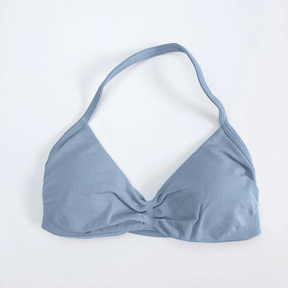 NCLAGEN Impact Strappy Bra Gym Top Women High Support Impact Thin Strap Halter Sports Seamless Bras Scrunch Workout Yoga Tank