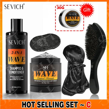Biotin Wave Pomade For Deep Waves 360 Strong Hold Hair Styling Cream Wavy Hair Oil With Brush Waves Cream For African Black Men