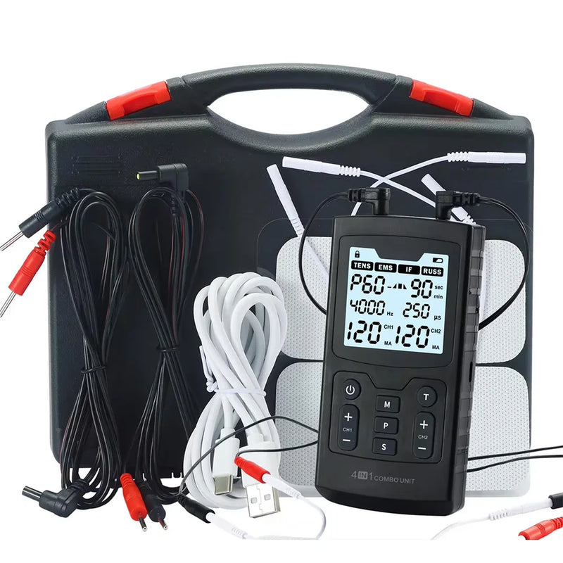 4 In 1 Electric Muscle Stimulator Interferential High-Frequency Physiotherapy Device EMS IFT RUSS TENS Pulse Electrostimulator