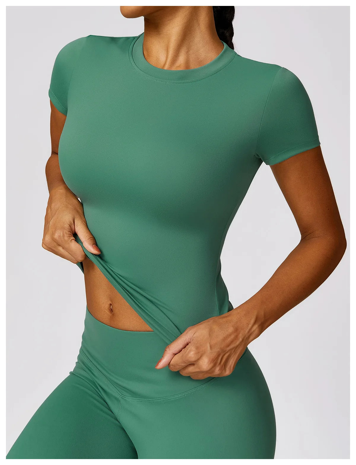 HGC Women's Sports T Shirt Summer Short Sleeve Running  Round Neck Breathable Stretchy GYM Yoga Slim Fitness Active Top Tee