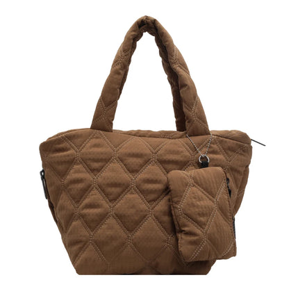 Puffer Tote Bag for Women Lightweight Down Cotton Padded Crossbody Bag Large Capacity Handbag Puffy Purse for Shopping Travel ﻿