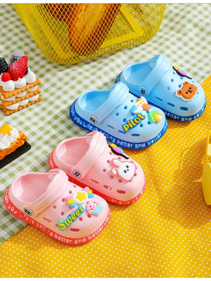 Summer Kids ShoesSandals Hole Children's Shoes Slippers Soft Anti-Skid Cartoon Design Hole Baby Shoes Sandy Beach For Boys Girls