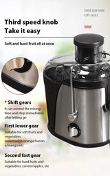 400W Juice Extractor, 22000RPM Motor with 3" Wide Chute for Whole Fruits/Vegetables, 2-Speed Juicer, Easy-Clean Design