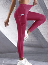 New High Waist Women's Leggings Stretch Yoga Pants Tights With Pockets Push Up Fitness Running Sportswear Solid Color Pants