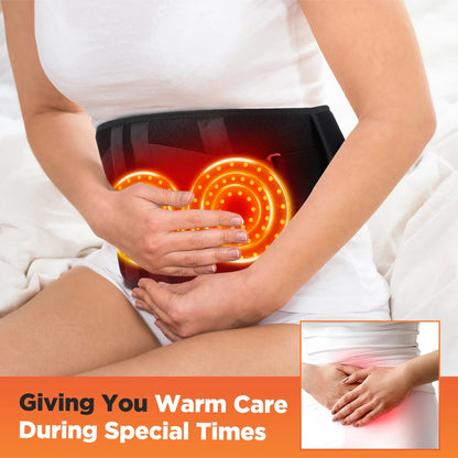 Rechargeable Heated Waist Massager 100 LEDs Red Light Decompression Lumbar Support Belt Blood Circulation Disc Herniation Relief