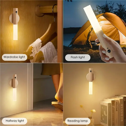 Smart Motion Sensor Night Light LED Rechargeable Magnetic Wall Lamp Portable for Hallway Bedroom Stairs Bathroom Cabinets Decor