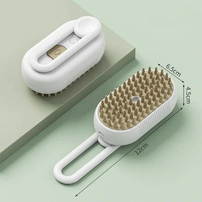 USB Rechargeable 3-in-1 Pet Grooming Brush with Steam Spray & Massage, Anti-Flying Hair Electric Bath Brush for Dog Cat Shedding