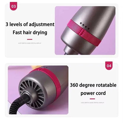 2025 New 3-in-1 Hot Air Comb Fluffy Comb Without Damaging Hair Dry And Wet Roll Straight Dual-Use Negative Ion Styling Comb