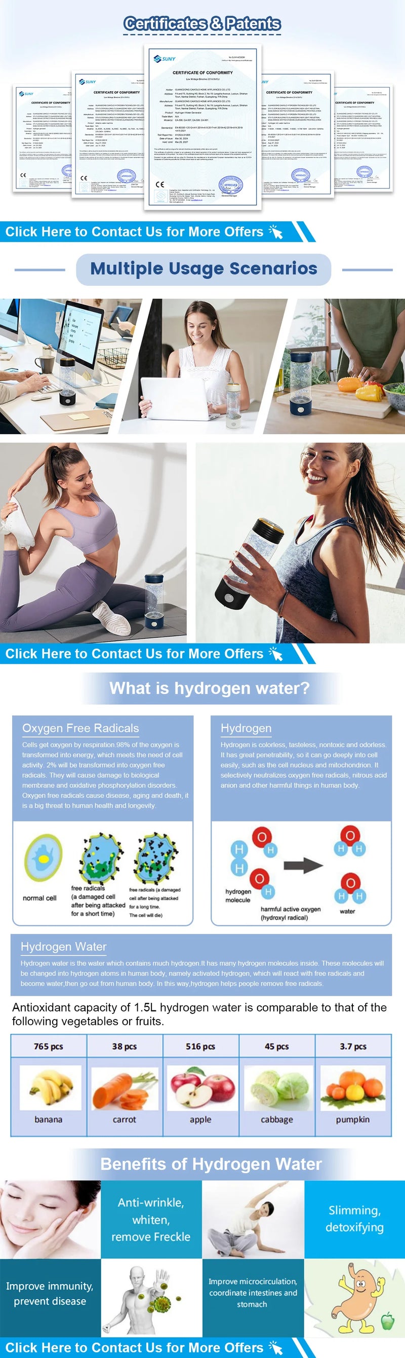 2300ppb Hydrogen Bottle Hydrogen Water Generator Bottle SPE Hydrogen Rich Water Bottle Quick Electrolysis Hydrogen Bottles Water